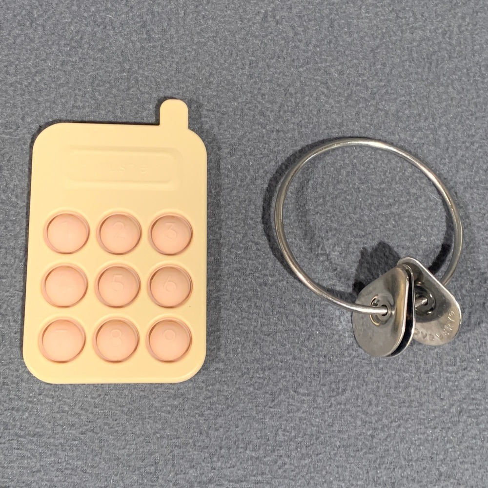 Mushie Silicone Phone Press Toy & Lovevery Metal Key Ring Sensory Toy Bundle